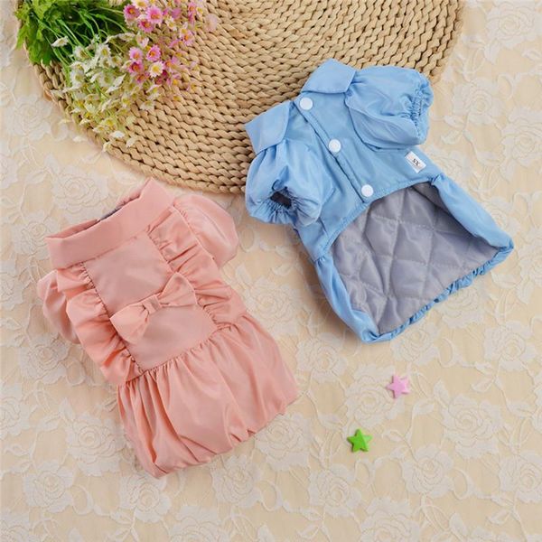 

dog apparel pink blue color luxury cute design pet clothes for autumn and winter thickened doll collar coats