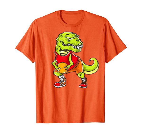 

basketball dinosaur t rex sports athlete player coach t-shirt, White;black