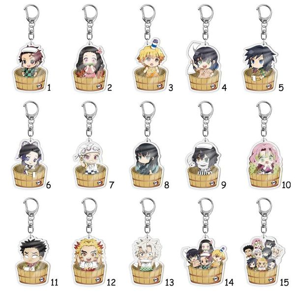 

keychains trendy keychain anime demon slayer cosplay figure plastic all compatible, Silver