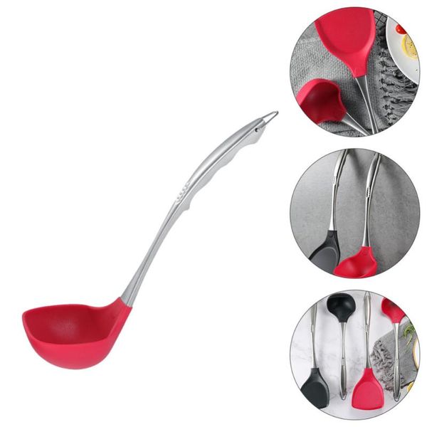 

spoons 1pc soup spoon cooking non stick for home kitchen restaurant (red)