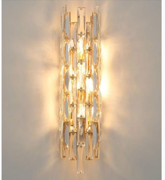 

modern crystal luxury led wall light d14cm h50cm background wall lamp for bedroom bedside restaurant ac90v - 260v wall-sconces