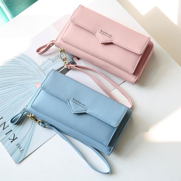 

wallets korean ms. wallet female long large-capacity zipper bag phone clutch student coin purse, Red;black