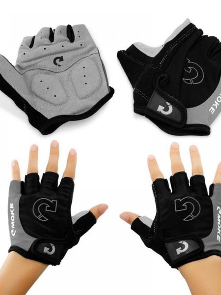 

cycling gloves men's outdoor sports half-finger non-slip mat breathable mountain bike road 3 colors, Black