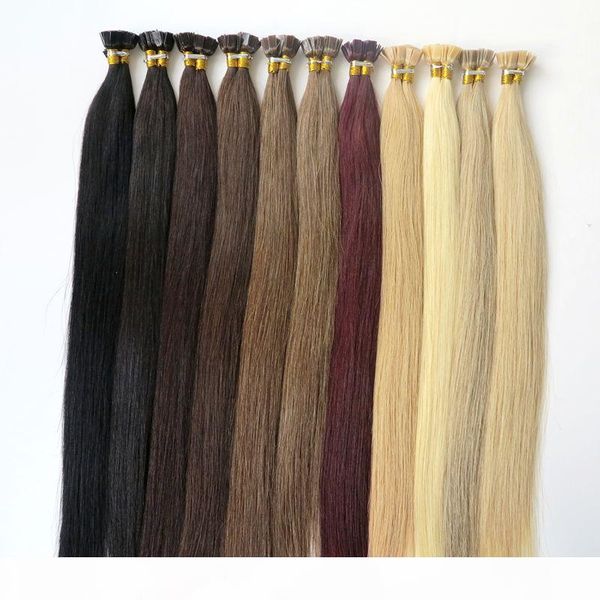 

50g 50pcs brazilian human hair flat tip full cuticle remy indan peruvian malaysian keratin pre-bonded human hair extensions lasting 2years, Black