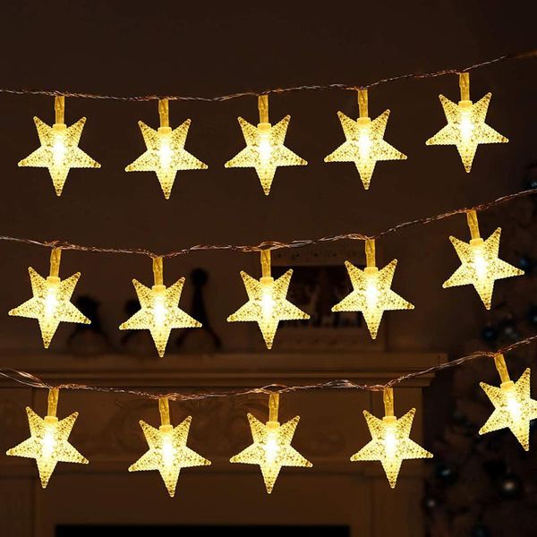 

storage boxes & bins battery operated led fairy lights 5m 40 five-pointed star decoration for festival halloween christmas party wedding