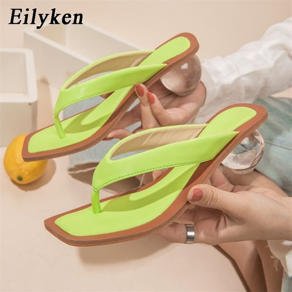 

eilyken square head pinch flip flops crystal transparent ball low heel clear women slippers slides fashion design green size 43 210624, Black