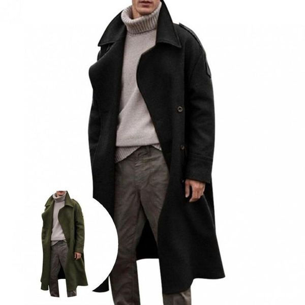 

men's trench coats warm simple retro style men long 4 sizes thickening, Tan;black