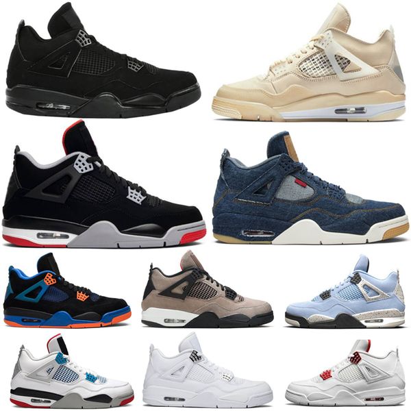 

2021 basketball shoes 4s university blue white oreo 4 black cat royalty metallic sports sneaker trainer designer sport sneakers fire red neo