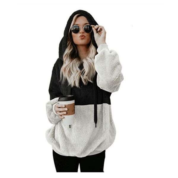 

designer fall winter rope hooded contrast women's sweater sweatshirt 2020 hoodies pullover woman ing, Black