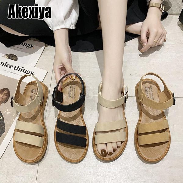 

2021 new women's fashion sandals elastic band soft bottom ladies casual comfortable shoes women beach shoes o200, Black