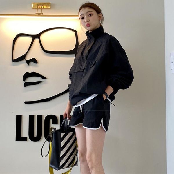 

women's two piece pants women tracksuits suits spring summer streetwear sweatshirt + sporting shorts loose 2 outfit solid sets, White
