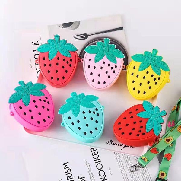 

school bags 2021 children's silicone strawberry cute messenger bag purse fruit princess mini