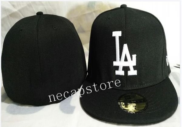 

2021 men's black color letter fitted hat flat visor on field all team sport baseball fitted hats fan's hip hop full closed cap cha, Blue;gray
