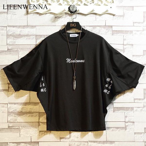 

lifenwenna new style bat t shirt streetwears t shirt mens summer o neck men's short sleeve hip hop tees shirts 5xl, White;black