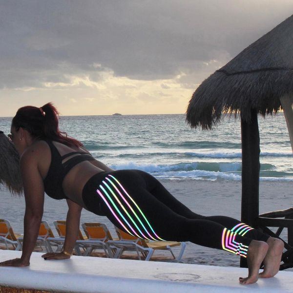 

womens casual slim iridescent reflective material printed fitness leggings slim stretch elastic glow in dark pants trousers, Black