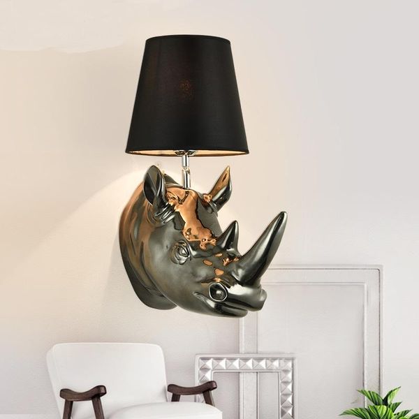 

wall lamp american country rhino head lamps living room bedroom european style creative decorations light lu71124