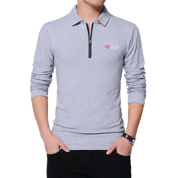 

tfetters autumn mens fashion zipper collar design t-shirt long sleeve cotton tee solid color business 210629, White;black