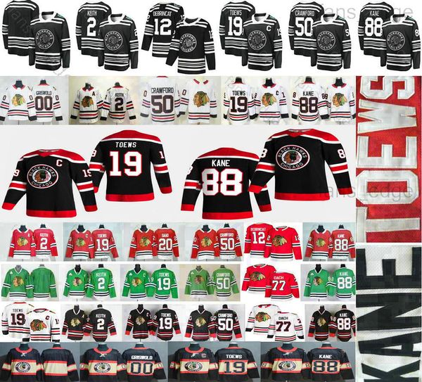 

2021 new reverse retro chicago blackhawks jonathan toews patrick kane alex debrincat keith crawford kirby dach clark griswold hockey jerseys, Black;red