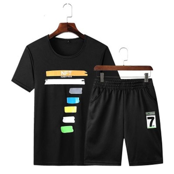 

5xl summer men's short sleeve t-shirt shorts sportswear korean fashion casual student two piece set, Gray