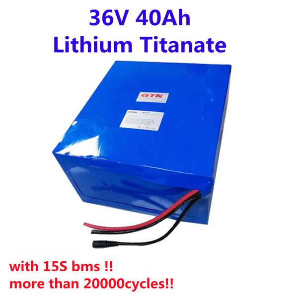 GTK 36V 40Ah Batteria al litio titanato 20000 cicli Cella a marsupio LTO con BMS per sistemi di allarme wireless E-scooter Auto turistica