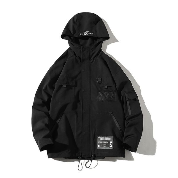 

men's jackets new men fashion streetwear overalls bomber ribbons loose pocket hip hop wind abz640 opx7, Black;brown
