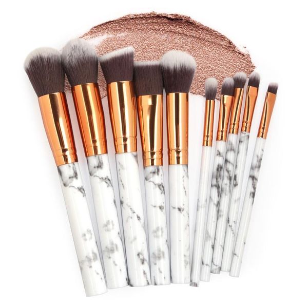 

eyelash curler 10pcs marbling make up brushes set blusher face powder eye shadow blending eyeliner eyebrow cosmetic kit