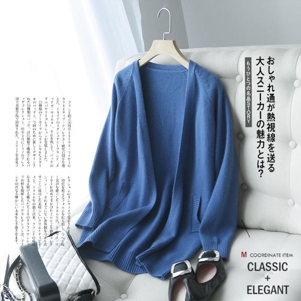 

2021 women sweaters 6colors open stitch 100% pure goat cashmere knitted cardigans ladies thick knitwear female clothes gtyf, White;black