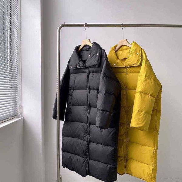 

nxy women's down jacket 2022 winter warm coat korean loose casual 90% white duck down jacket women's long sleeve thick 22 1220, Black