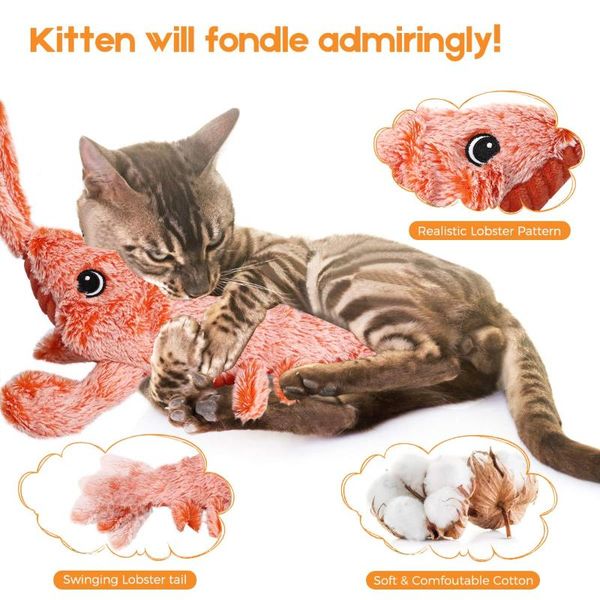 

cat toys electric moving fish toy interactive flopping lobster catnip realistic kicker pet product for kitten kitty