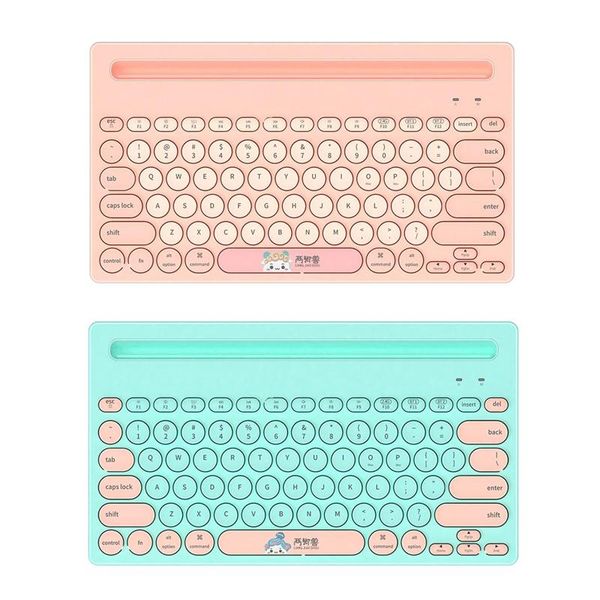

gaming bluetooth 2.4g wireless keyboard with mouse pad retro round key for pc laptop