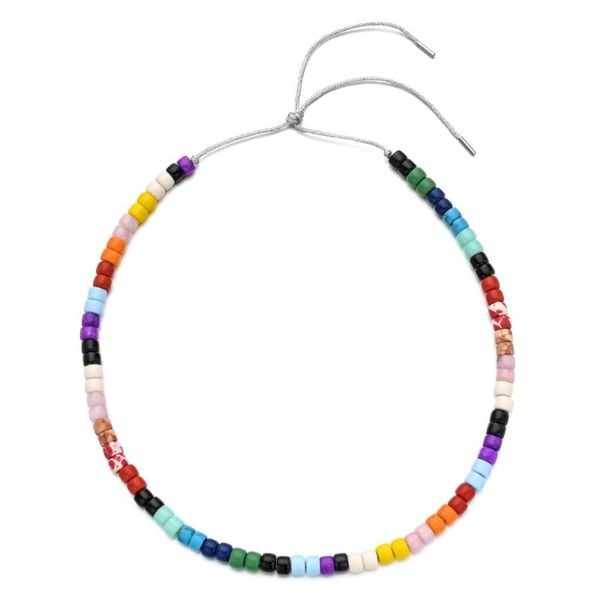 

pendant necklaces luxury vintage bohemia coloring stone bead natural stones choker necklace women fashion trendy jewelry friends gift, Silver