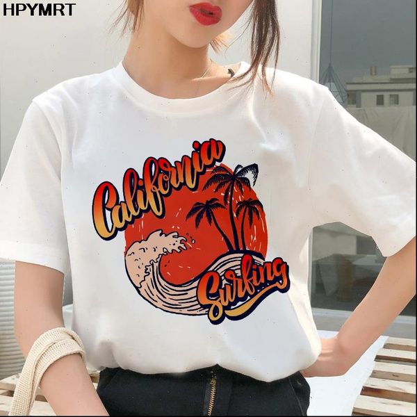 

womens t shirt new summer surfing printed clothing tshirt female fashion graphic t shirt lady kawaii camisas mujer tees, White