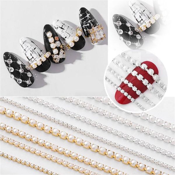

nail art decorations xzm decoration chain accessories sticker professional diy supplies pearl lady fashion, Silver;gold
