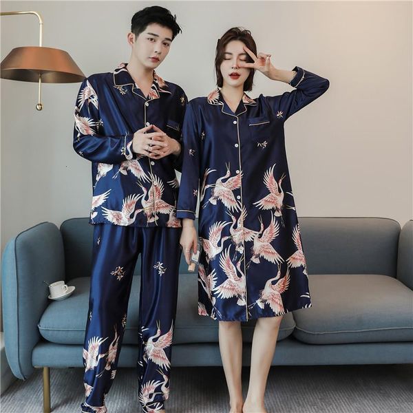 

large size winter lovers pajamas set silk soft couple sleepwear long sleeve men & women nightgown home clothing -4xl, Black;red