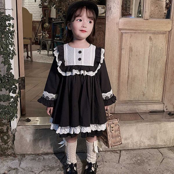 

girls fashion autumn dress lolita style long sleeve princess dress children birthday party clothes 210615, Red;yellow