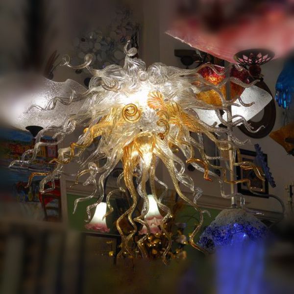 Рука вручить стекло современные светодиодные люстры Спальня дома украшения лампы очищает янтарный цвет элегантный свадьба светильники на заказ 70 60 см