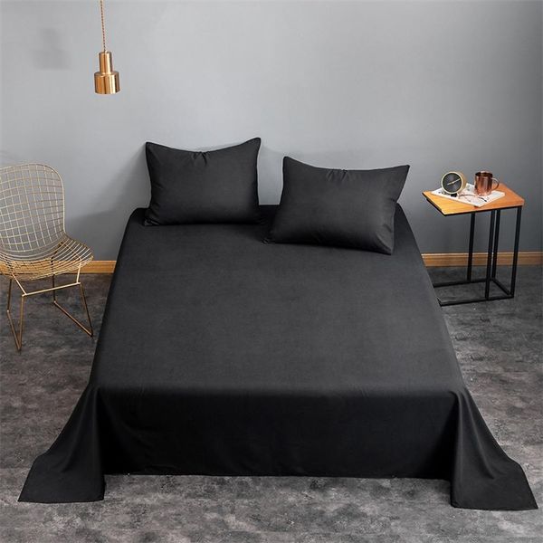 Bonenjoy 1-teiliges Bettlaken in Schwarz für Doppel-/Queensize-/King-Size-Betten, einfarbig, flach, für Erwachsene (ohne Kissenbezug), 220217