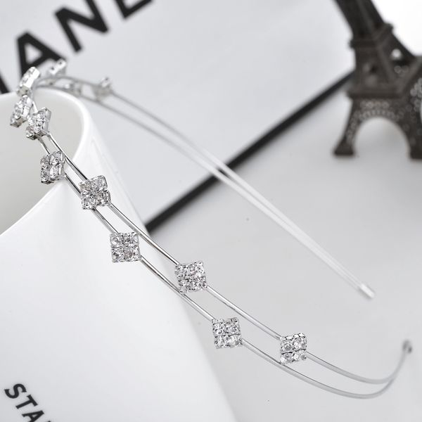 

exquisite double row diamond square hairband, hairband headband, Silver