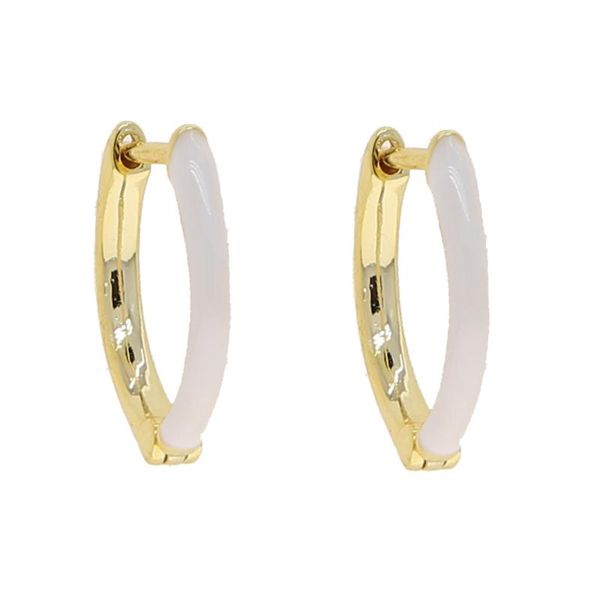 

hoop & huggie 2021 minimalist copper gold metal circle geometric round c shape enamel earrings for women girls jewelry gifts, Golden;silver