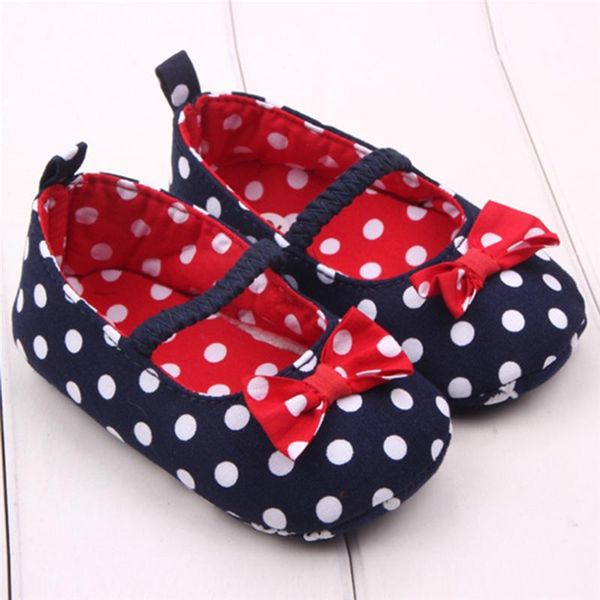 

first walkers baby girls polka dot bow-knot shoes born princess girl casual walker soft sole anti-slip flats toddler 0-18m a20