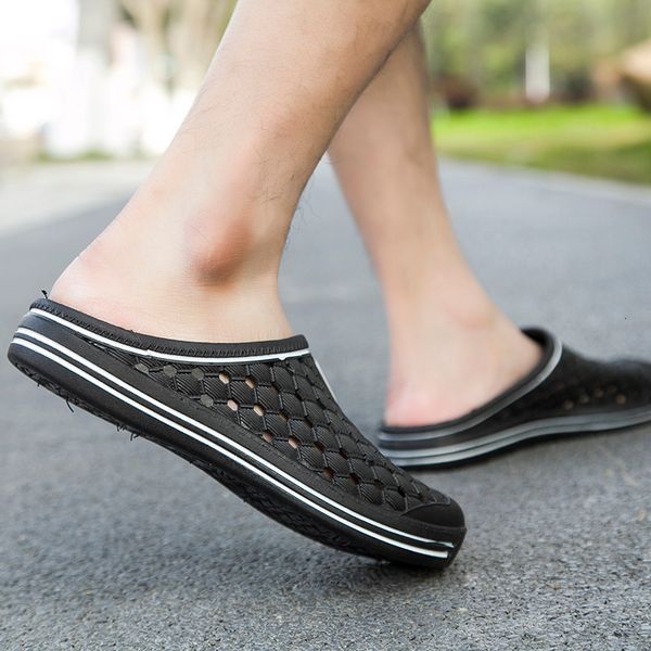 

men crocks summer road beach flat sandals gardens shoes home random slippers quick droog, Black
