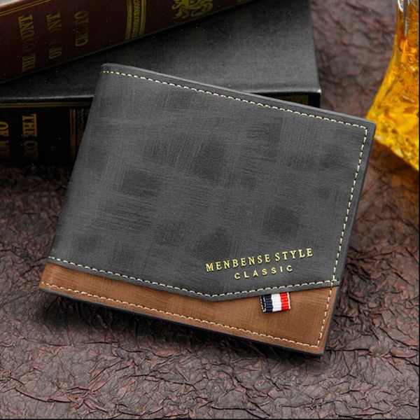 

mens casual wallet short money bag solid color leather handbag business vintage male walltes fashion small purses, Red;black