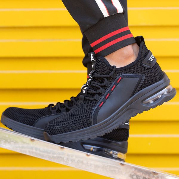 

breathable men work safety shoes anti-smashing steel toe cap working boots construction indestructible work sneakers men shoes, Black