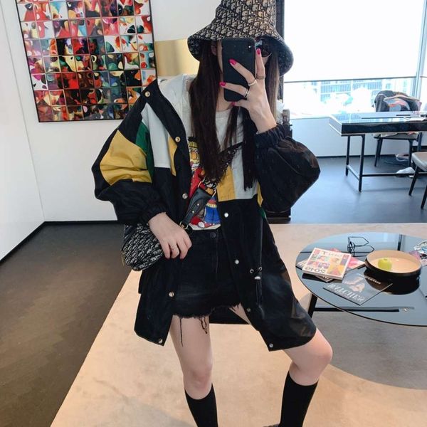 

2021 spring summer children's wear parent-child windbreaker color matching fashion medium and long work sle girls' coat, Blue