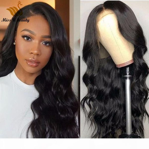 

body wave 13x6 deep part front lace wig unprocessed virgin human hair 150% 180% density lace front wig, Black