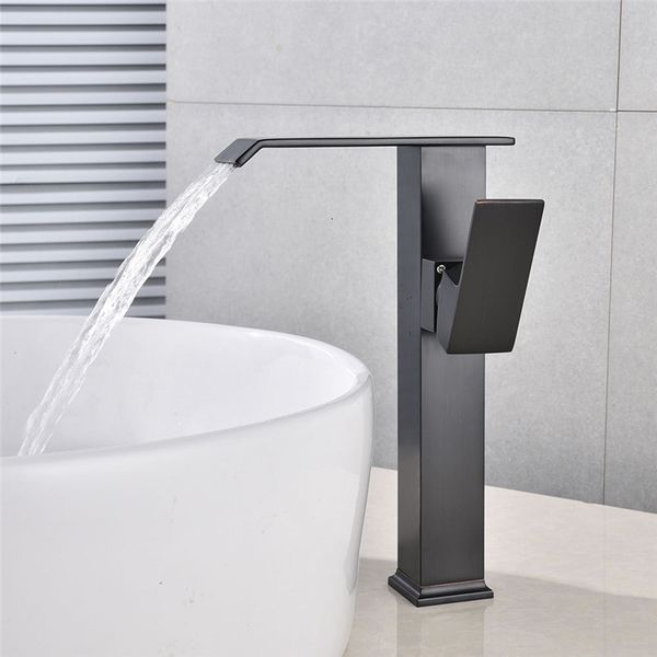 

2021 new tall waterfall bathroom single handle basin mixer tap bath antique faucet brass sink water crane sier 5bzo