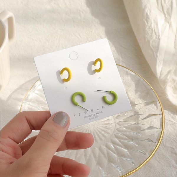 

hoop & huggie 2021 korean colorful small round circle earrings for women girl elegant boucle d'oreille oorbellen sweet jewelry, Golden;silver