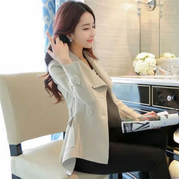 

women beige trench coat 2021 new female spring autumn windbreaker lady slim all-match casual fashion clothing b658, Tan;black