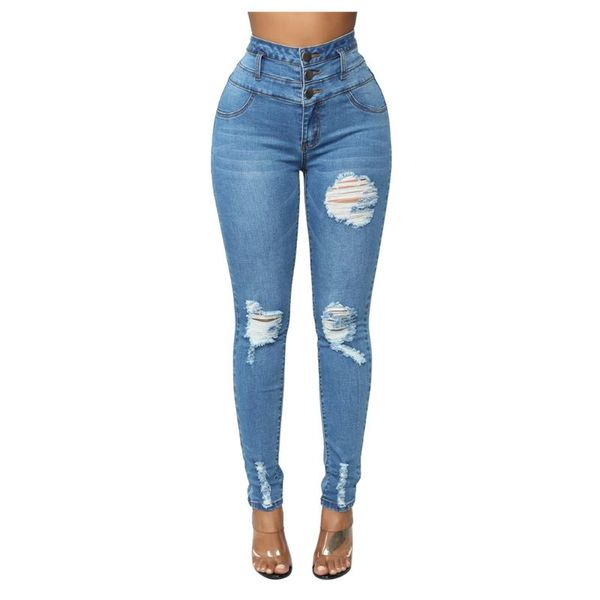 

women's jeans jaycosin fashion high waist skinny pencil denim cotton ladies casual comfortable stretch fitness pants trousers 319, Blue