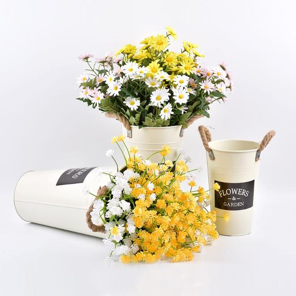 

vases home flower bucket decor shop metal iron rope deskplant pot adornment